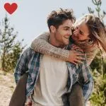 A happy couple in a romantic embrace